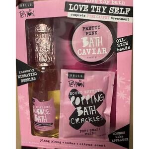 Hallu by Peyton Love Thy Self Bath Gift Set Bubble Bath Caviar Crackles NEW